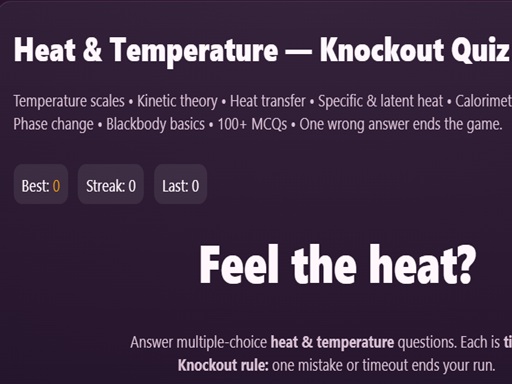 Physics: Heat Temperatuie Quiz